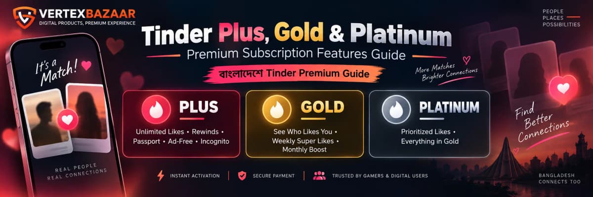 Tinder Plus, Gold & Platinum Subscription in Bangladesh – Complete Guide