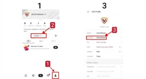 Step-by-step tutorial guide showing how to find your Likee ID on the profile page for top-up, presented by VertexBazaar.